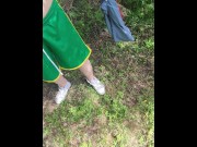 Preview 4 of unexpected blowjob behind a public park quick cumshot cum in mouth