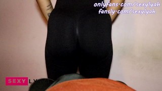 Hot Latina gives Assjob Lap Dance in Black Scrunch Butt Leggings