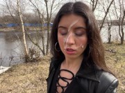 Preview 6 of I want to walk through the park with cum on my face! Cum on my face! - Public Cumwalk