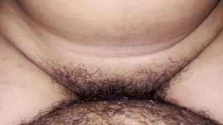 Cum inside black hairy pussy