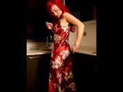 Preview 3 of I do a sexual dance for my perverted stepfather, while I masturbate in my kitchen and he touches his