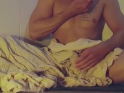 Preview 6 of hot tattooed guy moaning showing his penis and enjoying strong milk after the personal gym