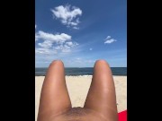 Preview 1 of public pussy flashing at the nude beach spreading my legs open when people walk by
