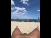 Preview 2 of public pussy flashing at the nude beach spreading my legs open when people walk by