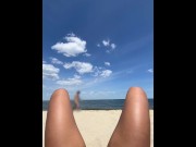 Preview 5 of public pussy flashing at the nude beach spreading my legs open when people walk by