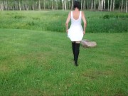 Preview 3 of Seductive Milf walking in the park with Black High Boots
