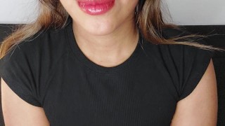 Handjob Close Up - Sensual Red Lips