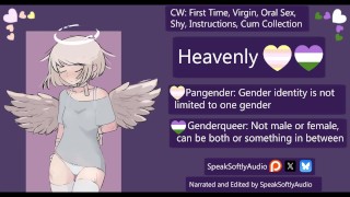 19 Pangender, 20 Gender Queer: ENBY Angel Virgin Gets Oral For the First Time A/A