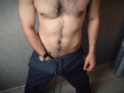 Preview 4 of Horny Guy In Sweatpants Masturbates His small Cock Until Moaning Cumshot. Loud Orgasm