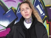 Preview 6 of GERMAN SCOUT - Crazy German Tattoo Model Lisa Rocketcock Pickup for Casting Fuck