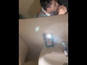 Preview 3 of Cruising young guy gets fucked bareback in public college bathroom by stranger and cums inside