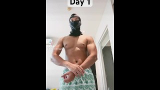Blacked Hippie Flexing His Muscles Until he is Jacked Day 1