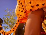 Preview 5 of Sexy Furry Girl Wildly Fucks Lucky Guy in Wild Life Sex