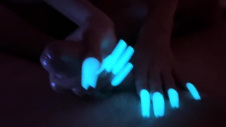 Glow in the Dark XXL Long Nails Handjob Tease