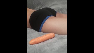 Tight virgin ass can't take carrot