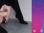 Preview 6 of Big dick trans in high heels hands free dildo machine cum