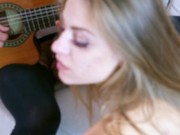 Preview 5 of Horny girl suck and fuck a hot guy from a street playing guitar
