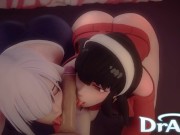 Preview 3 of Yor Forger and Fiona Frost Having a threesome with Loid Forger Double Blowjob Sex Hentai Dragk