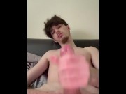 Preview 6 of British teen plays with his big white cock (cumshot at the end)
