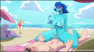 LapisLazuli Rides a Huge Cock on a Public Beach - Steven Universe XXX