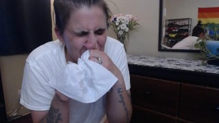 Exhausting Sneezing Edging Blowing Nose Allergies Sick