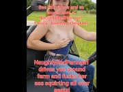 Preview 6 of Big ass redhead fucks joysticks on backhoe,  rides truck hood and goes dirty ass to pussy.