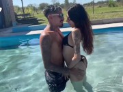 Preview 2 of swimming pool party with my girlfriend DAIANAABRIL, we almost got caught!
