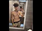 Preview 4 of Banned TikTok - hung skinny eboy teen showing soft dick print in public at music festival