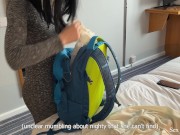 Preview 1 of Stepmother shares the hotel bed and her ass with a stepson