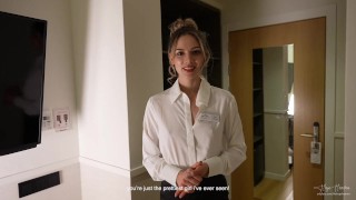 ROOM SERVICE! Shy young hotel maid gets fucked by pervert hotel guest for money - Hope Heaven